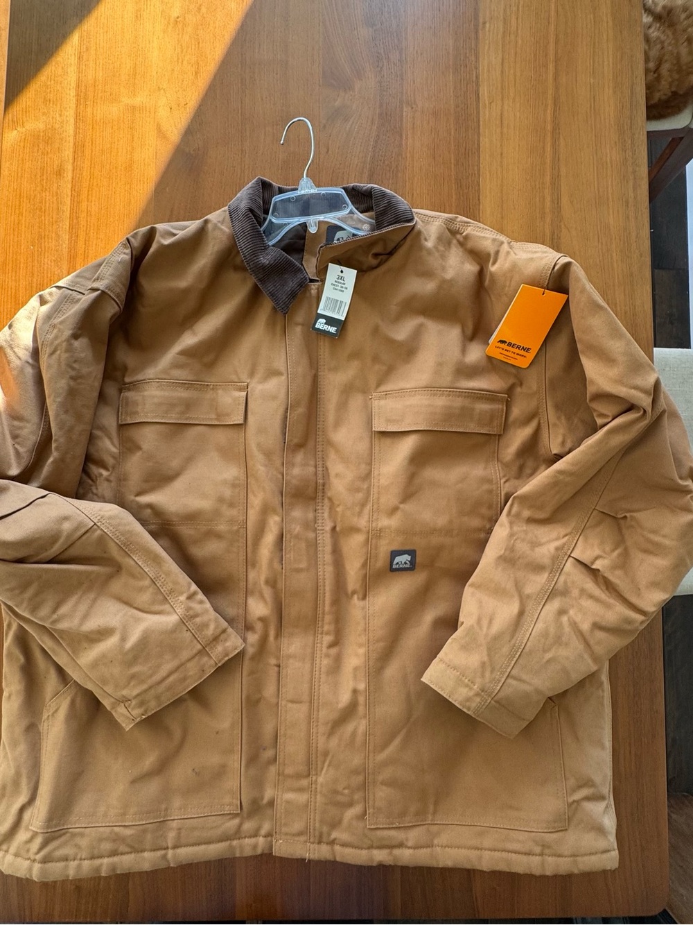 Berne Brown Canvas Field Jacket with Corduroy Collar